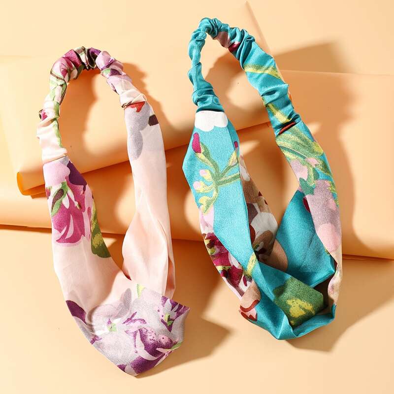 

2pcs Floral Headband, Multicolor