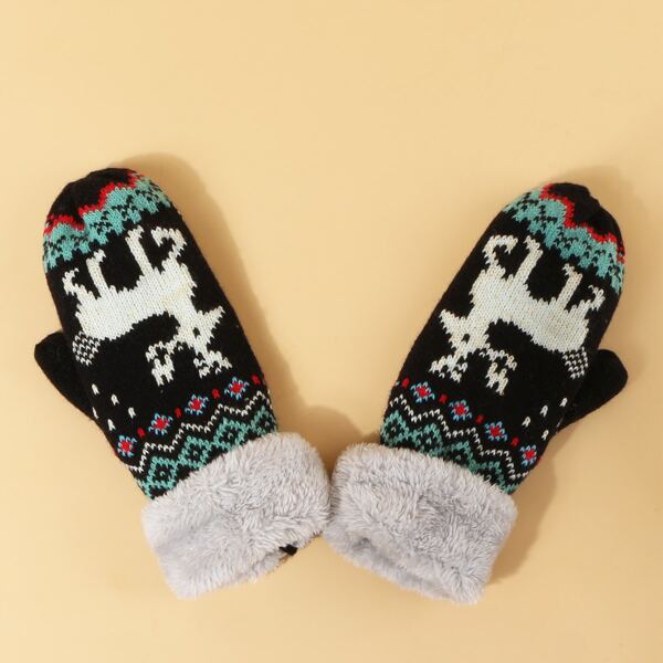 

Deer Knit Gloves, Black