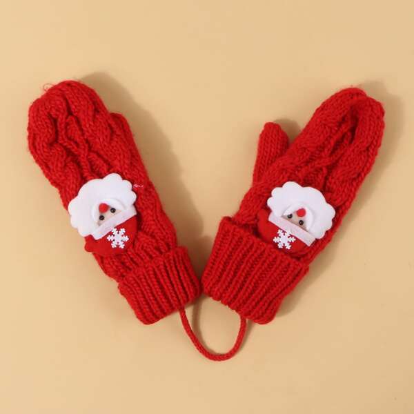 

Christmas Santa Claus Pattern Gloves, Red