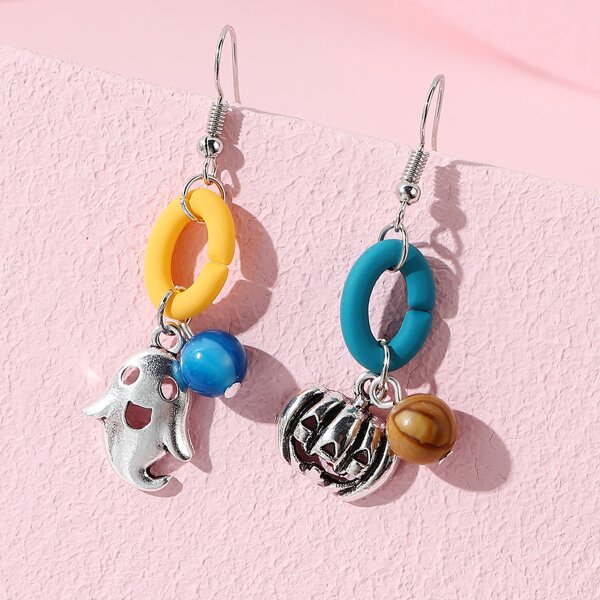 

Girls Halloween Pumpkin & Ghost Drop Earrings, Multicolor