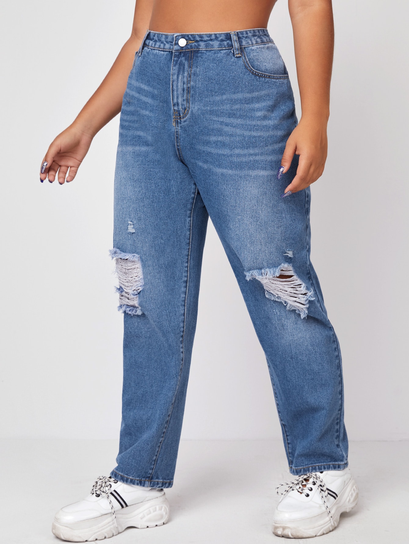 Plus Ripped Cat Whisker Jeans thumbnail
