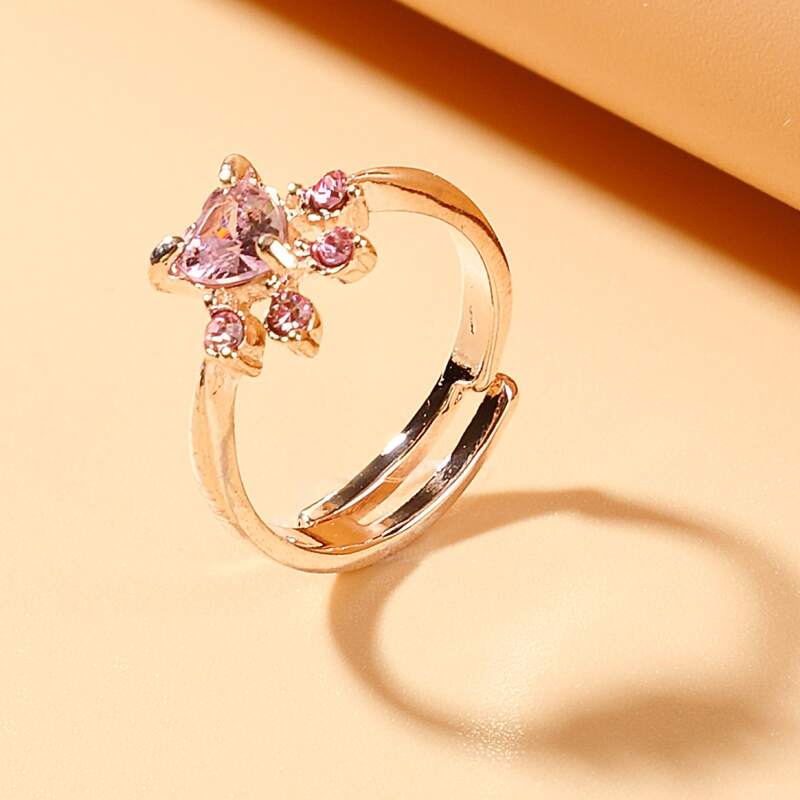 

1pc Rhinestone Ring, Gold