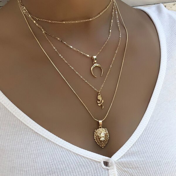 

Moon Decor Layered Necklace, Gold