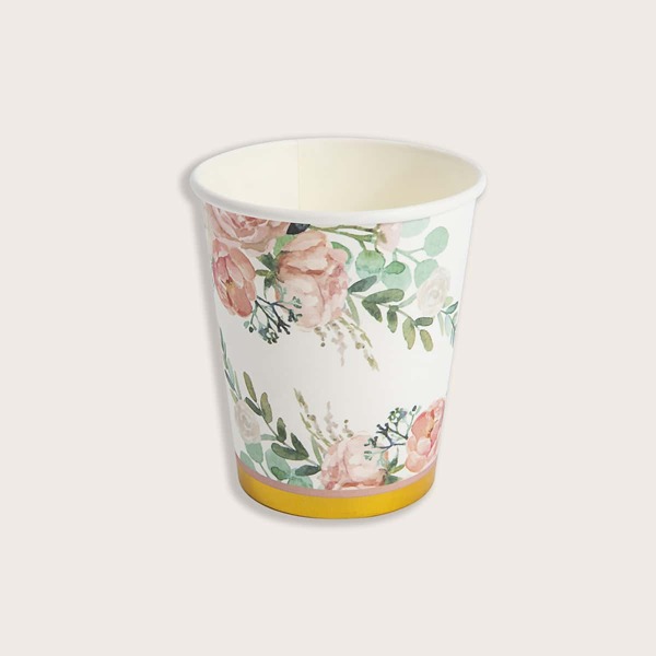 

10pcs Flower Print Disposable Paper Cup, Multicolor