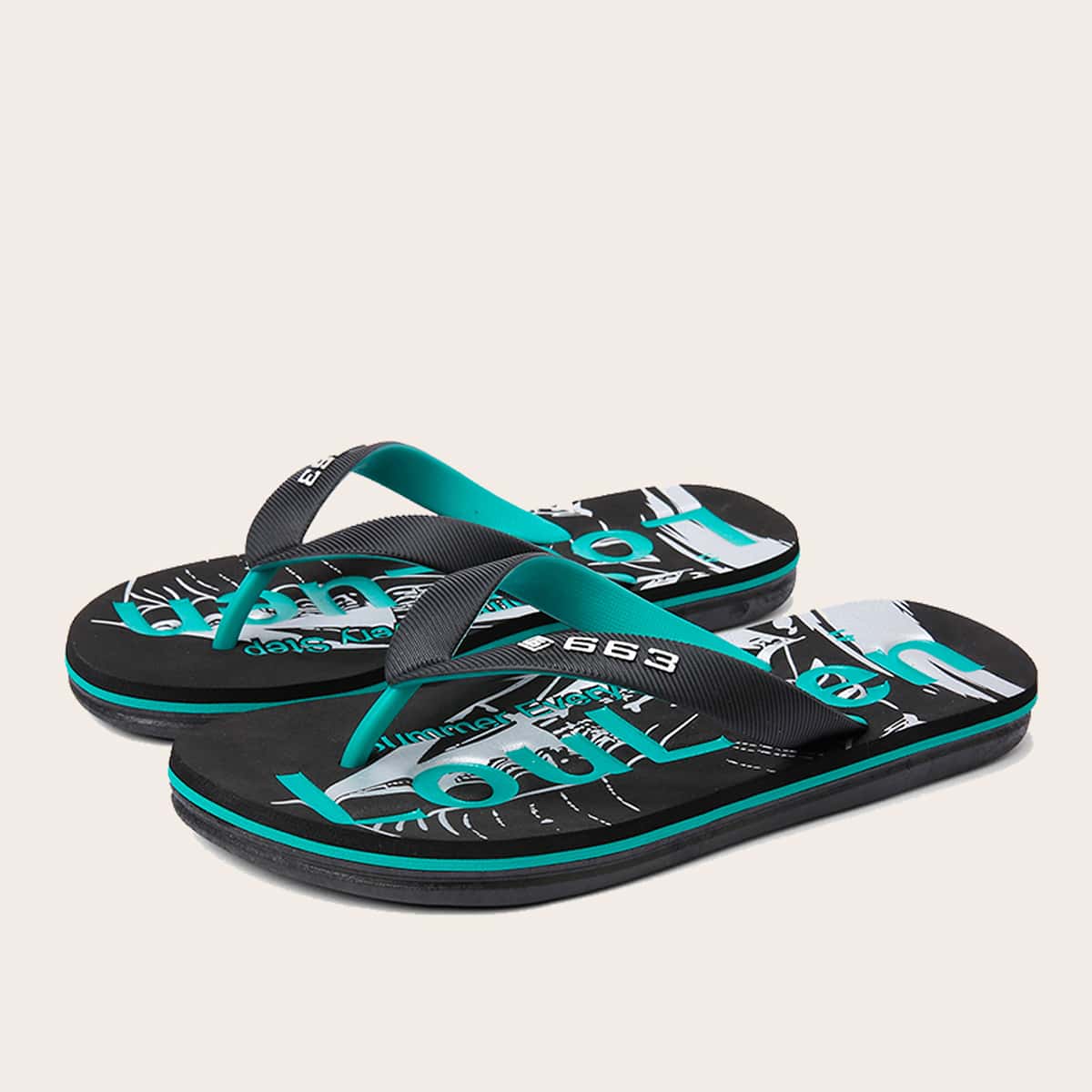 

Guys Letter Graphic Flip Flops, Black