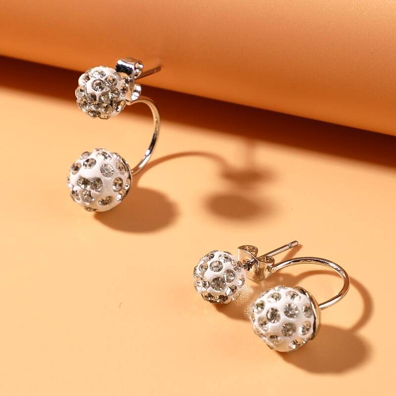 

Rhinestone Ball Earring Jacket, White