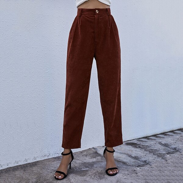 

Corduroy High Waist Straight Leg Pants, Maroon