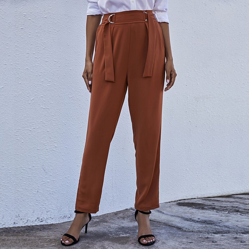 

Ring Ribbon Straight Leg Pants, Burnt orange