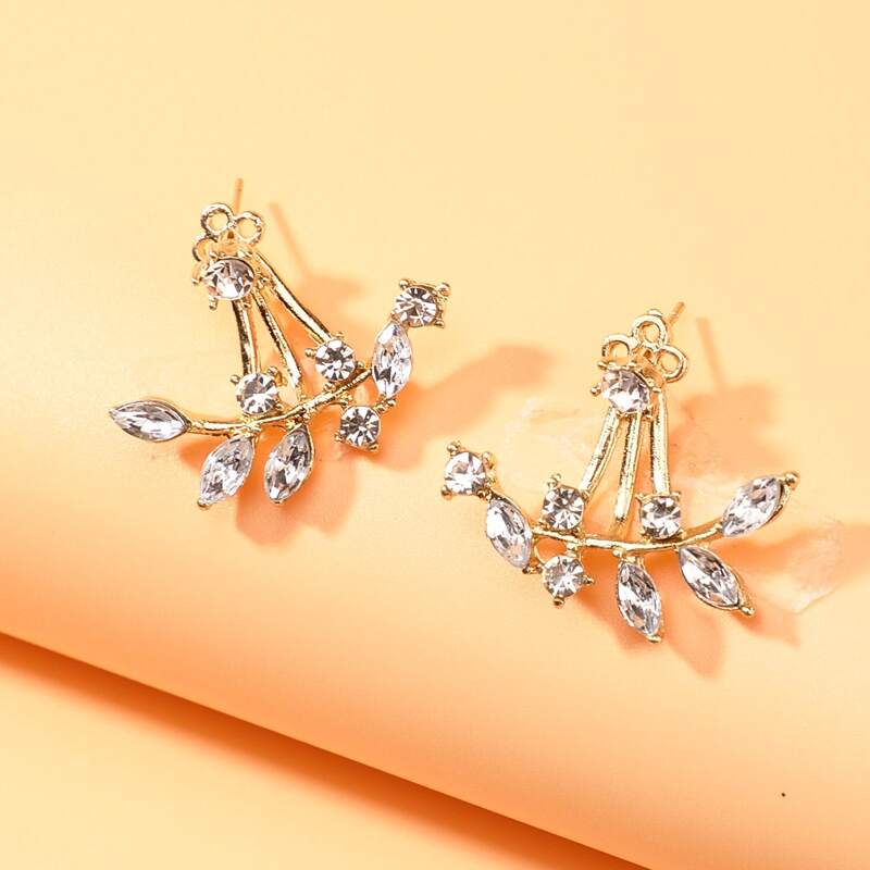 

Rhinestone Leaf Earring Jacket, Gold