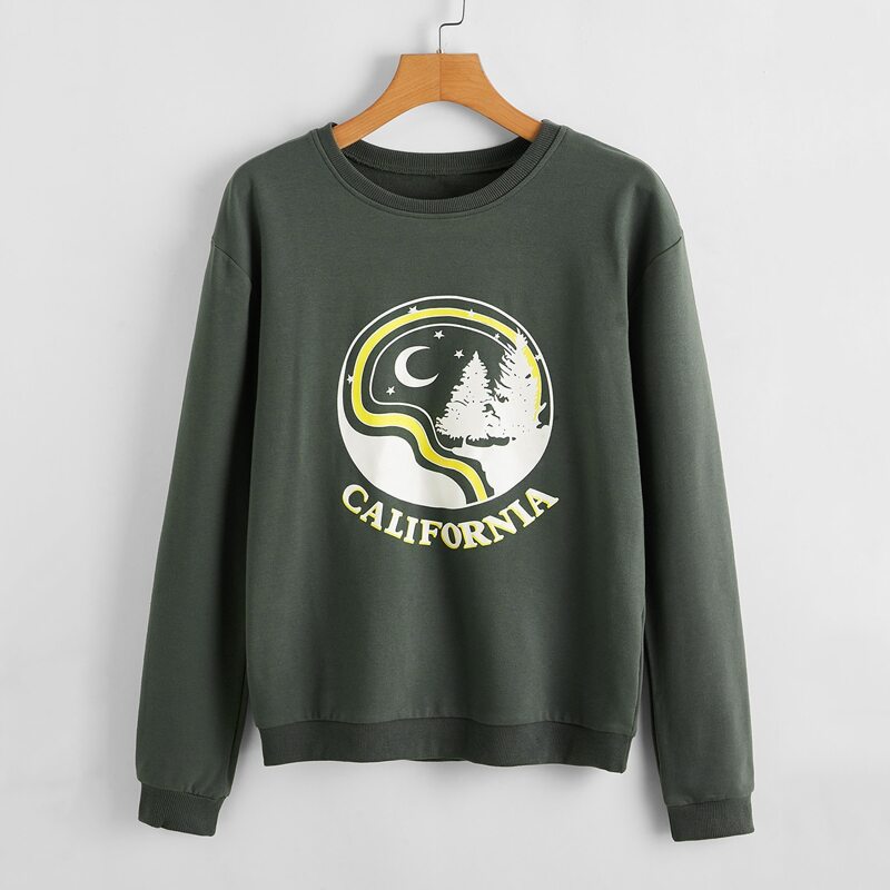 

Letter Graphic Sweatshirt, Army green