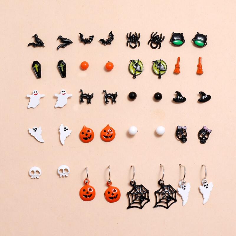 

20pairs Halloween Pumpkin Earrings, Multicolor