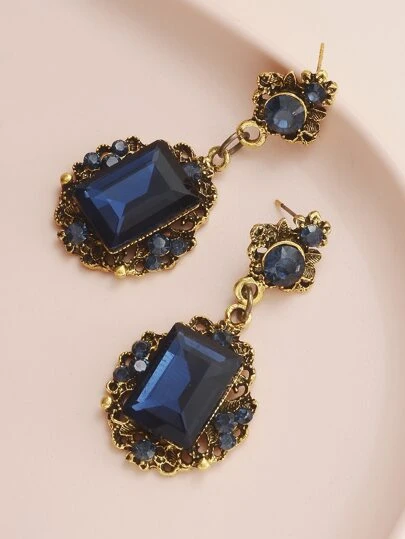 Gemstone Decor Drop Earrings