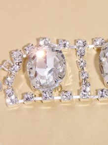 Rhinestone Inlaid Choker - Silver - View 3