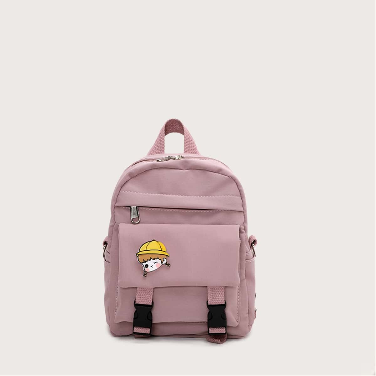 

Cartoon Pocket Backpack, Pastel dusty pink