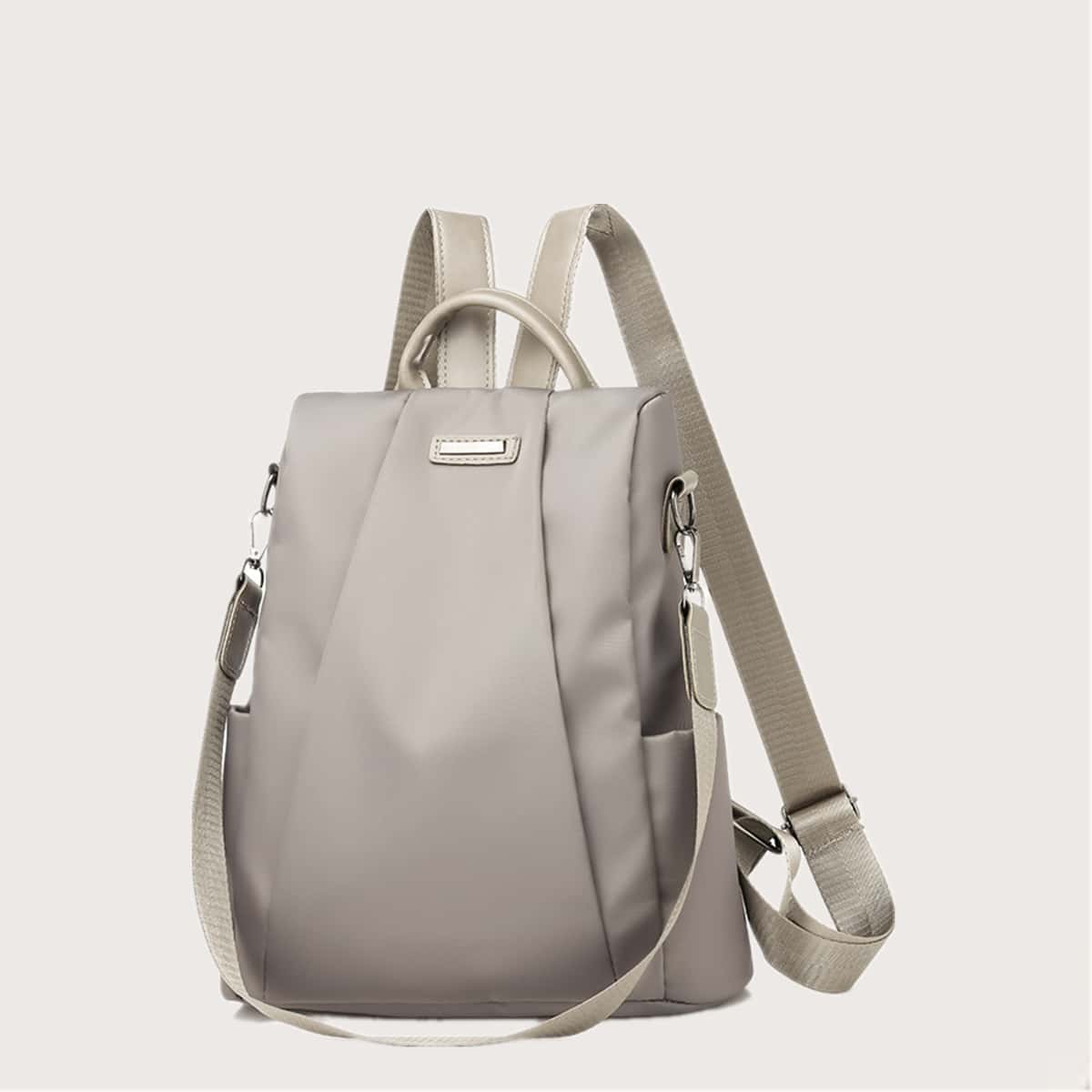 

Solid Zip Backpack, Grey