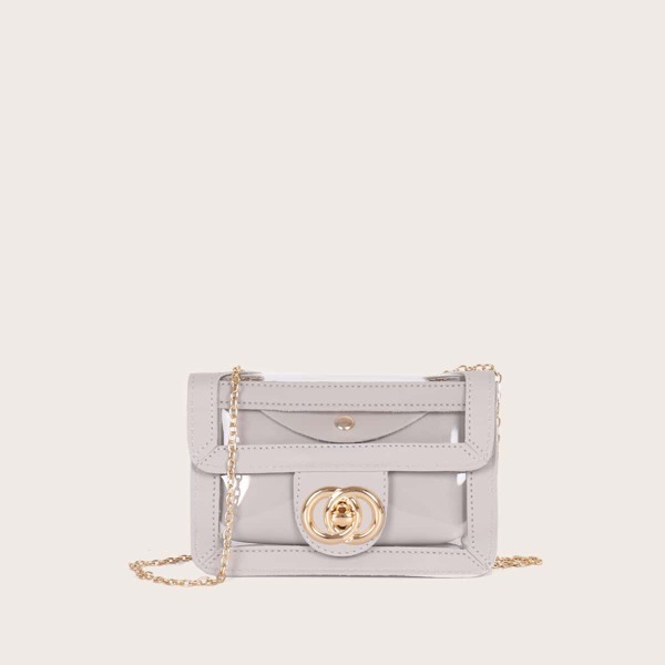

Girls Clear Crossbody Bag With Inner Pouch, Grey
