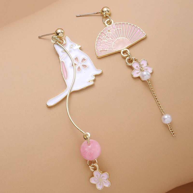 

Fan Cat Drop Earrings, Multicolor