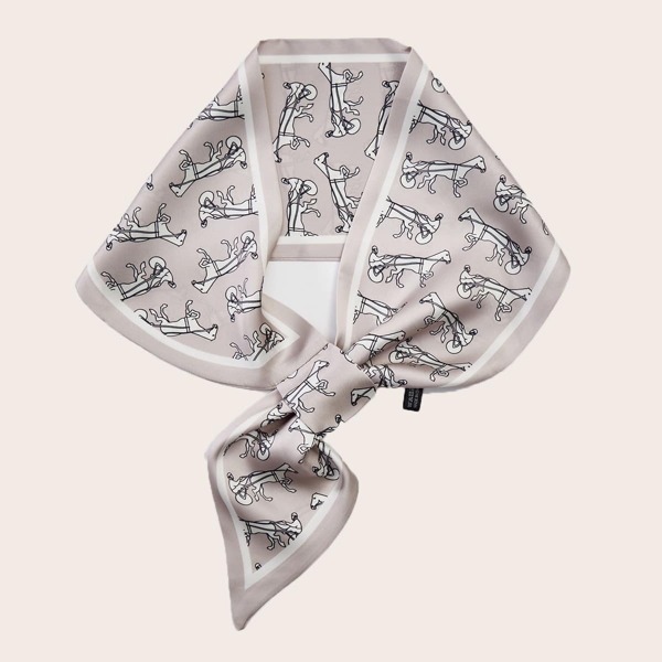 

Carriage Pattern Twilly Scarf, Beige