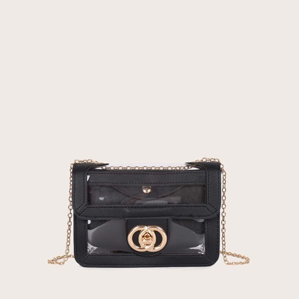 

Girls Clear Crossbody Bag With Inner Pouch, Black