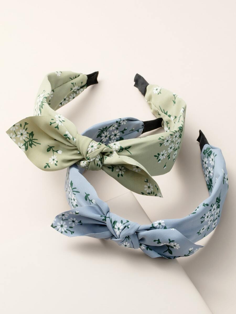 2pcs Bow Knot Decor Hair Hoop - Multicolor - View 1