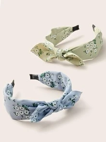 2pcs Bow Knot Decor Hair Hoop - Multicolor - View 2
