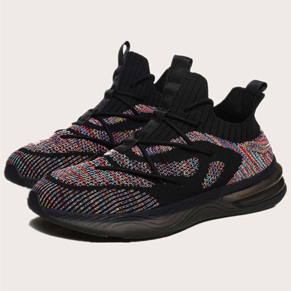 

Men Lace-up Decor Low Top Knit Sneakers, Multicolor