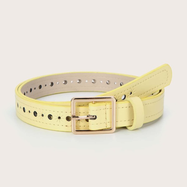 

Laser Cut Metal Buckle Belt, Yellow