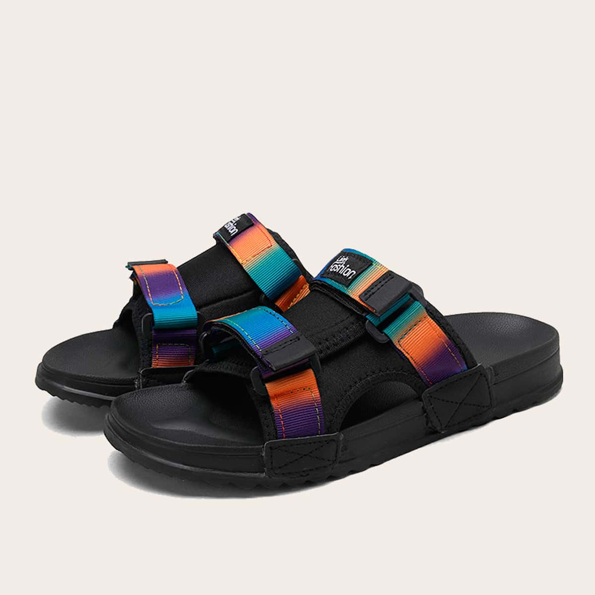 

Guys Velcro Strap Gradient Slides, Multicolor