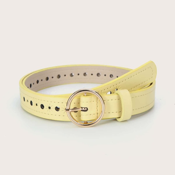 

Laser Cut Metal Buckle Belt, Yellow