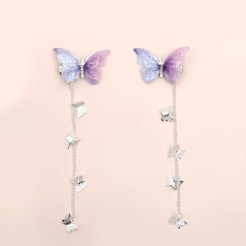 

2pcs Butterfly Charm Hair Clip, Multicolor
