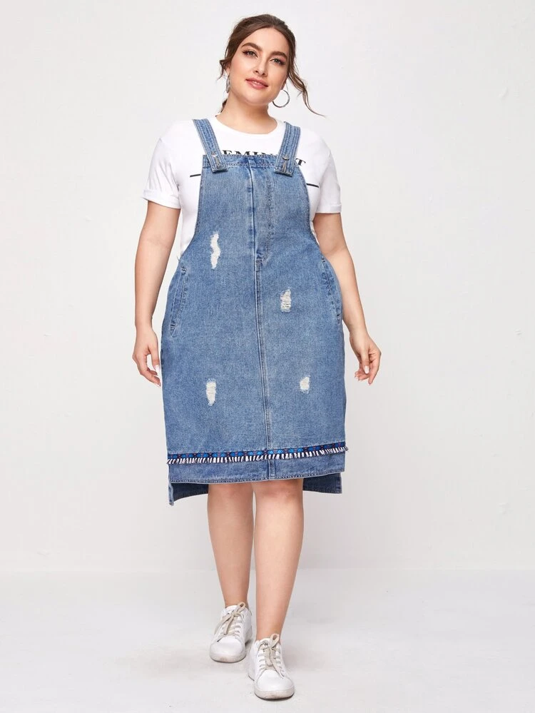 ripped overall dress