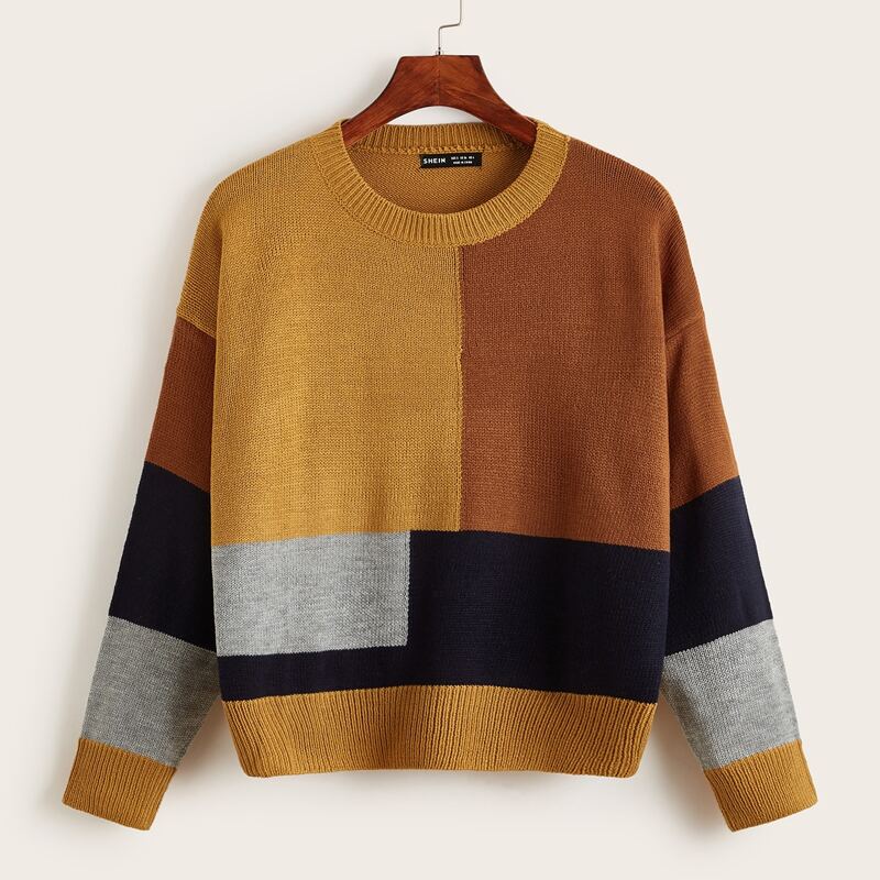 

Drop Shoulder Color Block Sweater, Multicolor