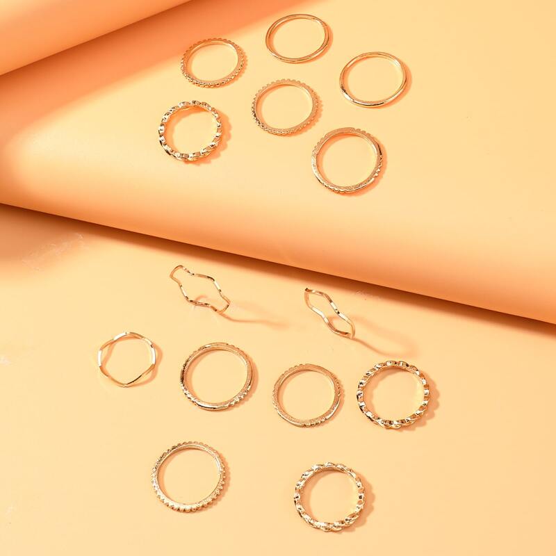 

14pcs Simple Ring, Gold