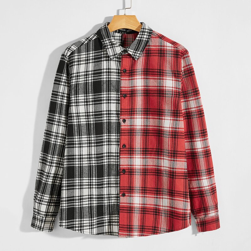 

Guys Plaid Colorblock Shirt, Multicolor