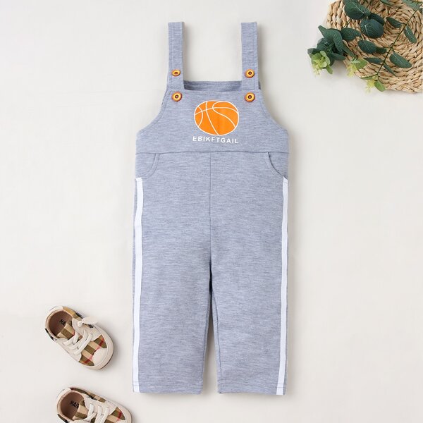 

Toddler Boys Letter Graphic Tape Side Jumpsuit, Light grey
