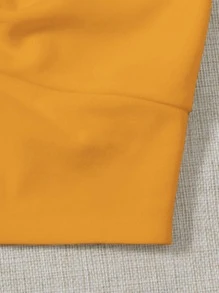 Soleia 抽褶細節貝殼邊短版吊帶上衣 - 芥末黃 - 查看 3