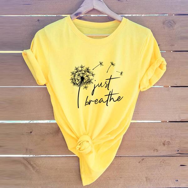 

Dandelion & Slogan Graphic Tee, Yellow
