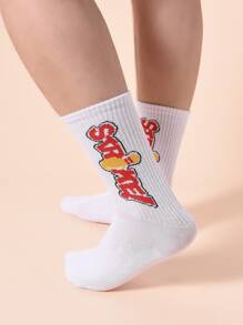 2pairs Men Letter Graphic Socks - Multicolor - View 2