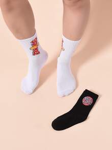 2pairs Men Letter Graphic Socks - Multicolor - View 5