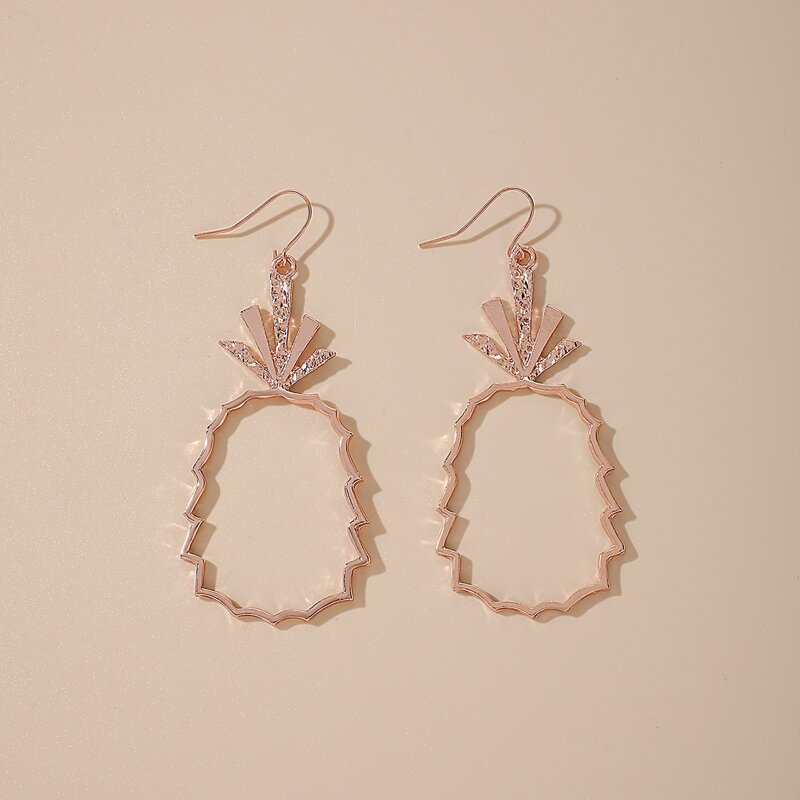 

Hollow Out Pineapple Drop Earrings, Gold