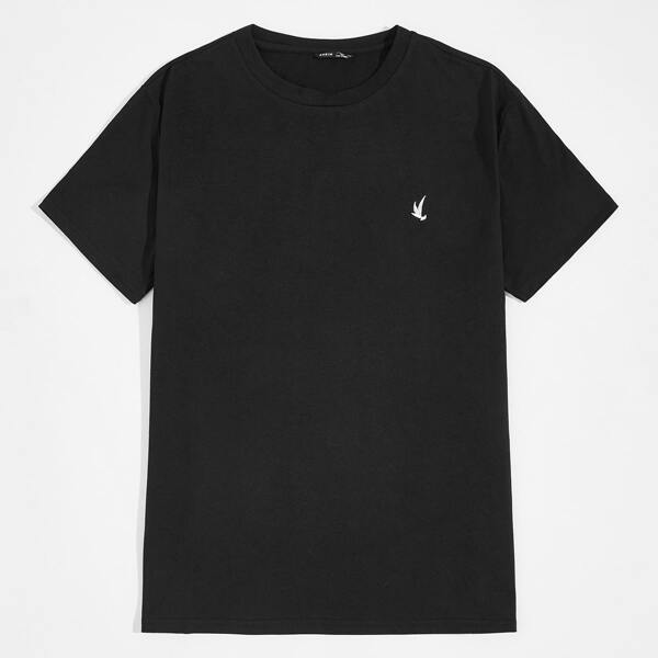 

Men Embroidered Detail Tee, Black