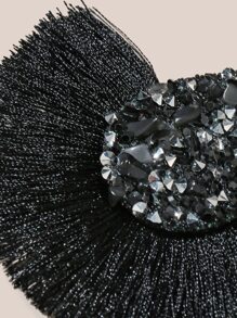 Tassel Decor Drop Earrings - Black - View 3