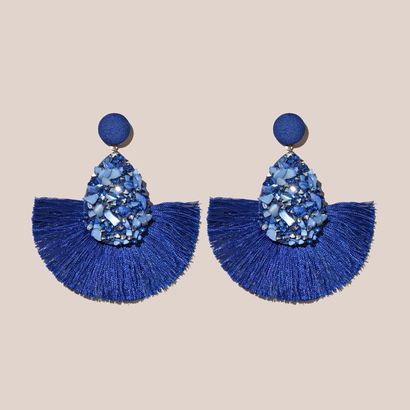 

Tassel Decor Drop Earrings, Blue