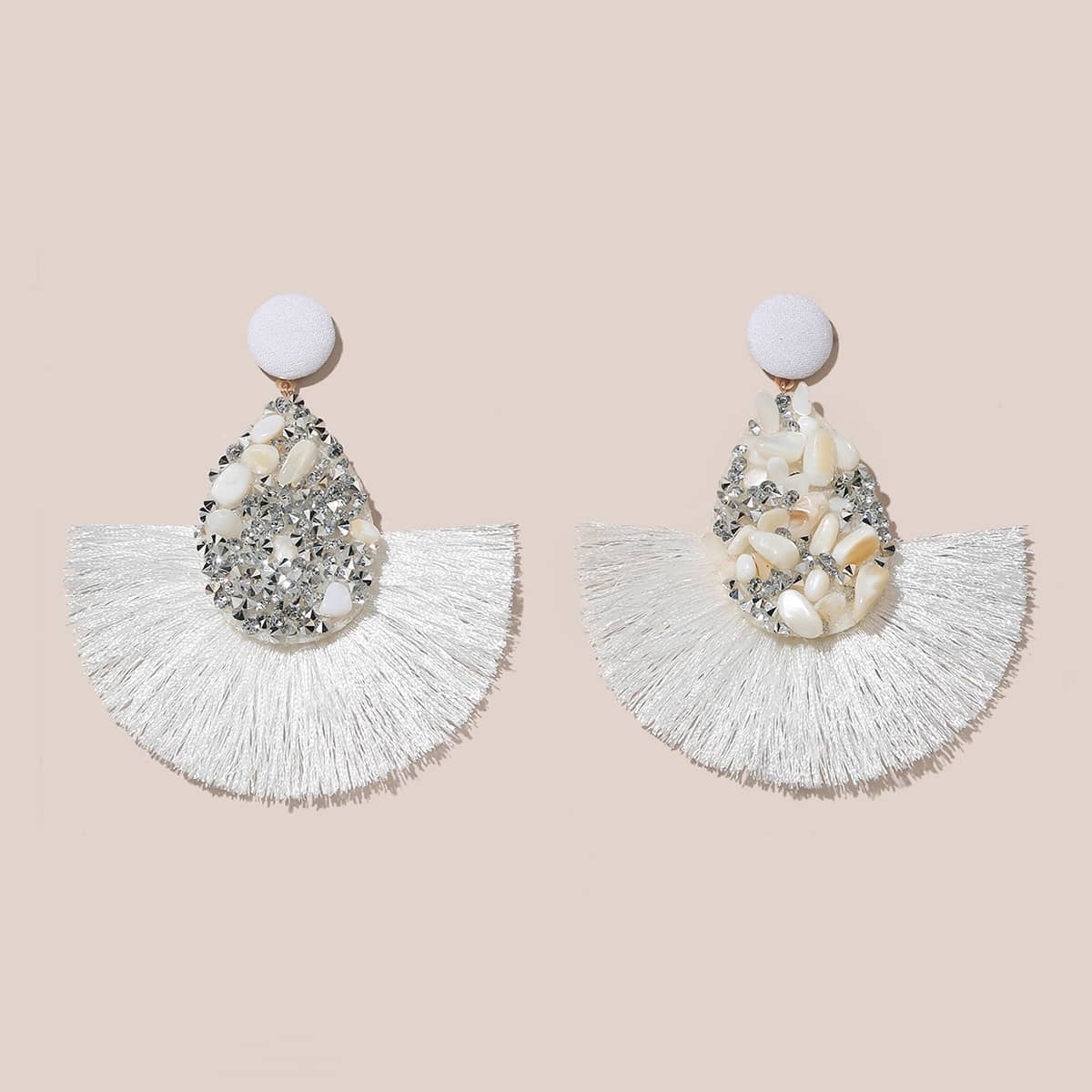 

Tassel Decor Drop Earrings, White