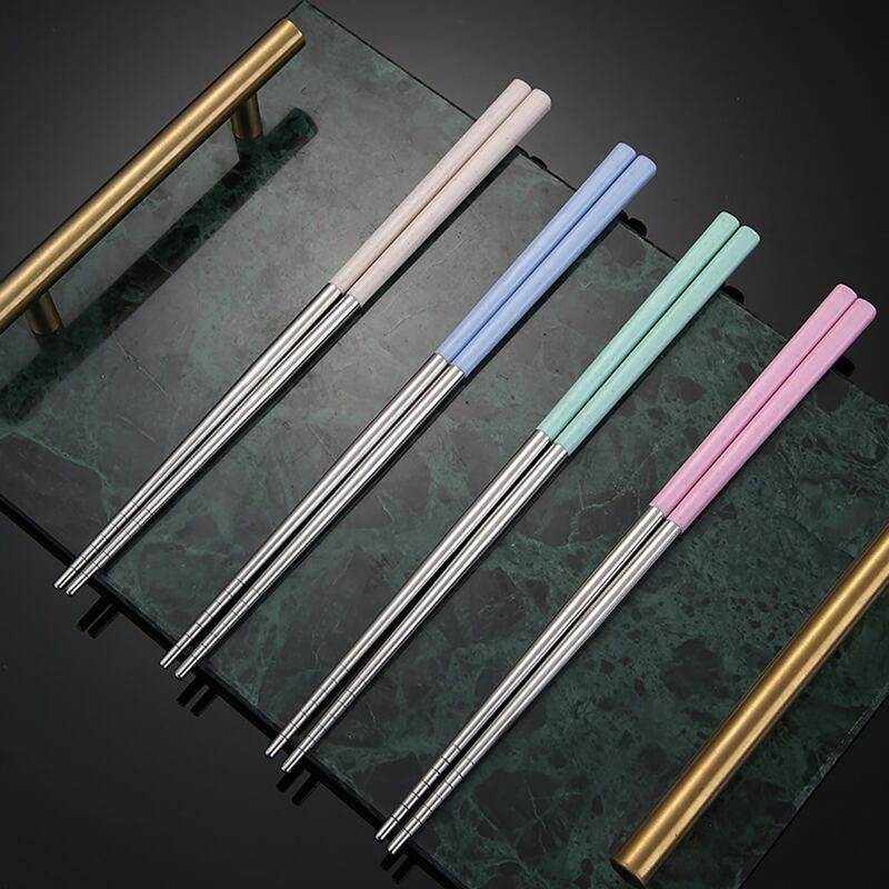 

4pairs Stainless Steel Chopstick, Multicolor