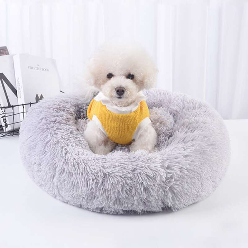 

1pc Plush Dog Bed, Grey