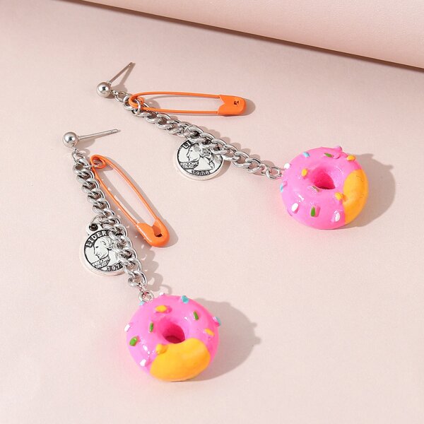 

Coin Chain Drop Earrings, Multicolor