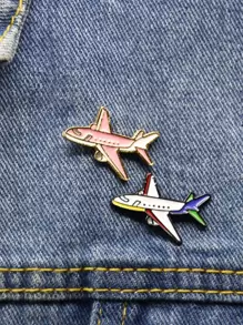 2pcs Airplane Decor Brooch - Multicolor - View 5