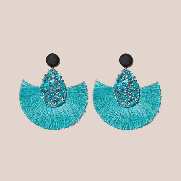 

Tassel Decor Drop Earrings, Blue