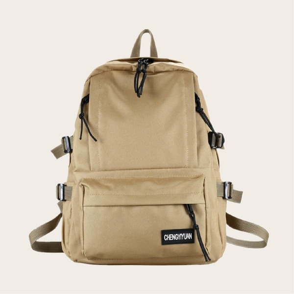 

Men Pocket Front Letter Patch Backpack, Khaki
